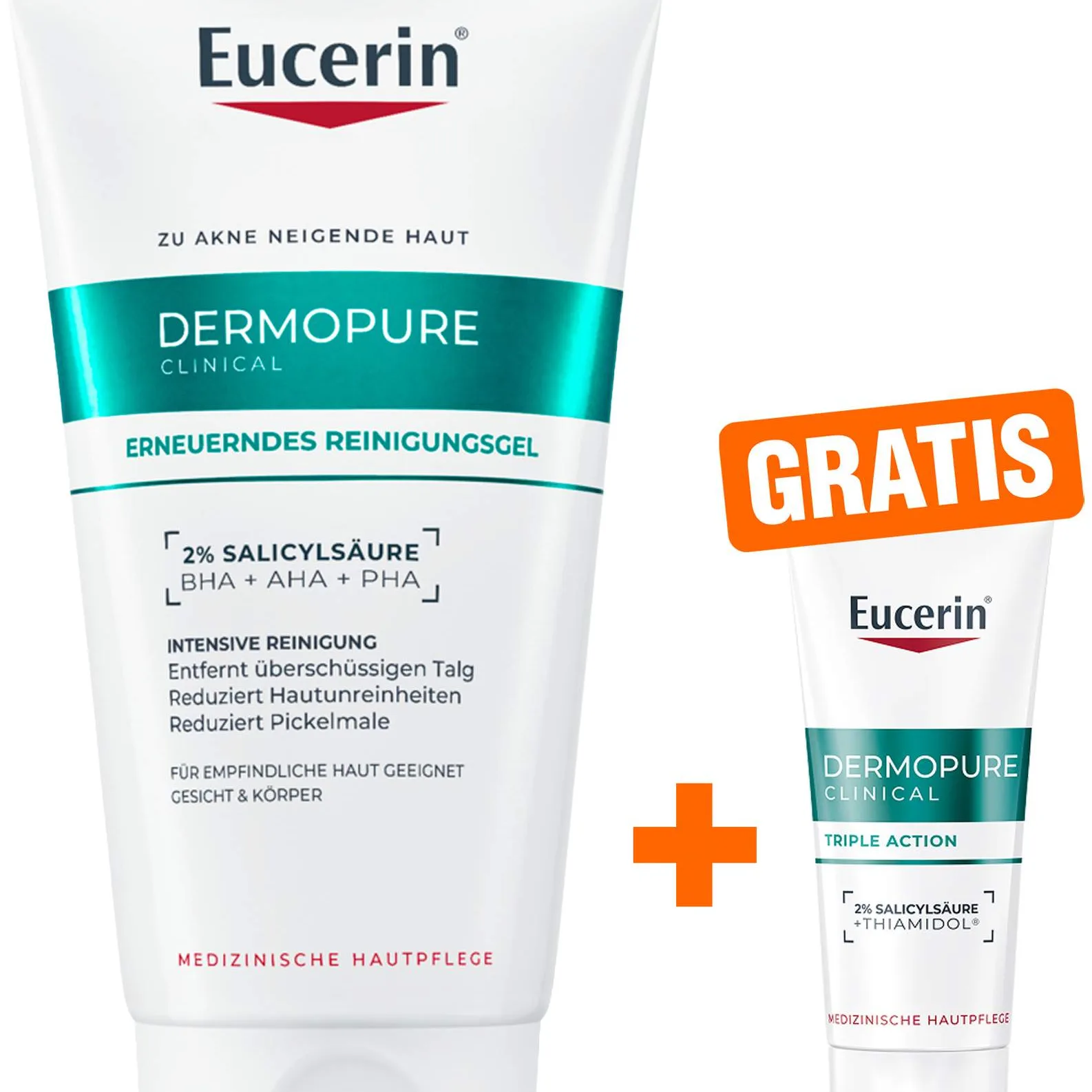 Eucerin DermoPure Clinical erneuerndes Reinigungsgel 150 ml + gratis Eucerin DermoPure Clinical Triple Action 7 ml Serum - Bei Hautunreinheiten