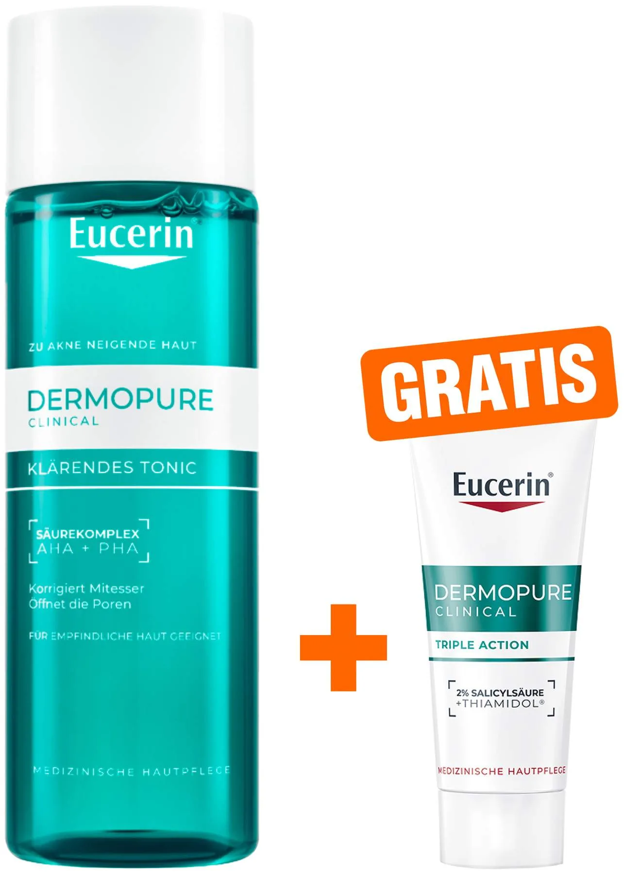 Eucerin DermoPure Clinical klärendes Tonic 200 ml + gratis Eucerin DermoPure Clinical Triple Action 7 ml Serum - Bei Hautunreinheiten