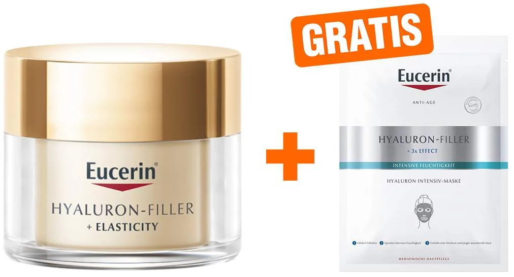 Eucerin Hyaluron Filler + Elasticity Tagespflege LSF 30 50 ml Creme gratis Hyaluron Filler Intensiv Maske - Zur Gesichtspflege