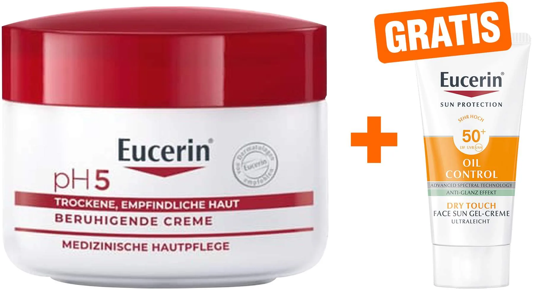 Eucerin pH5 Creme 75 ml empfindliche Haut + gratis Eucerin Sun Gelcreme Oil Control 20 ml - Bei empfindlicher Haut