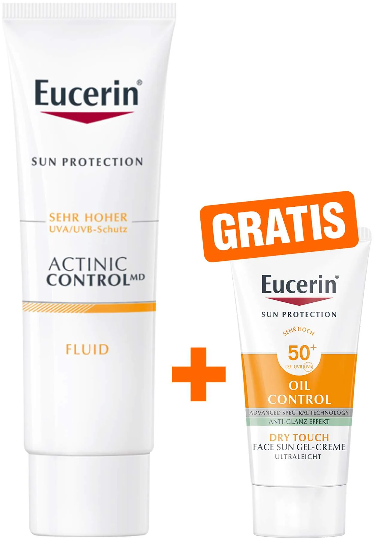 Eucerin Sun Actinic Control MD 80 ml Emulsion + gratis Sun Gel-Creme Oil Control 20 ml - Bei aktinischer Keratose