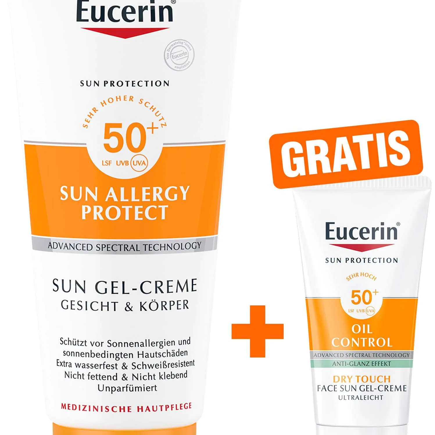 Eucerin Sun Allergy Protect Sun Gel-Creme LSF 50+ 200 ml + gratis Eucerin Sun-Gel Creme Oil Control 20 ml - Sonnenpflege