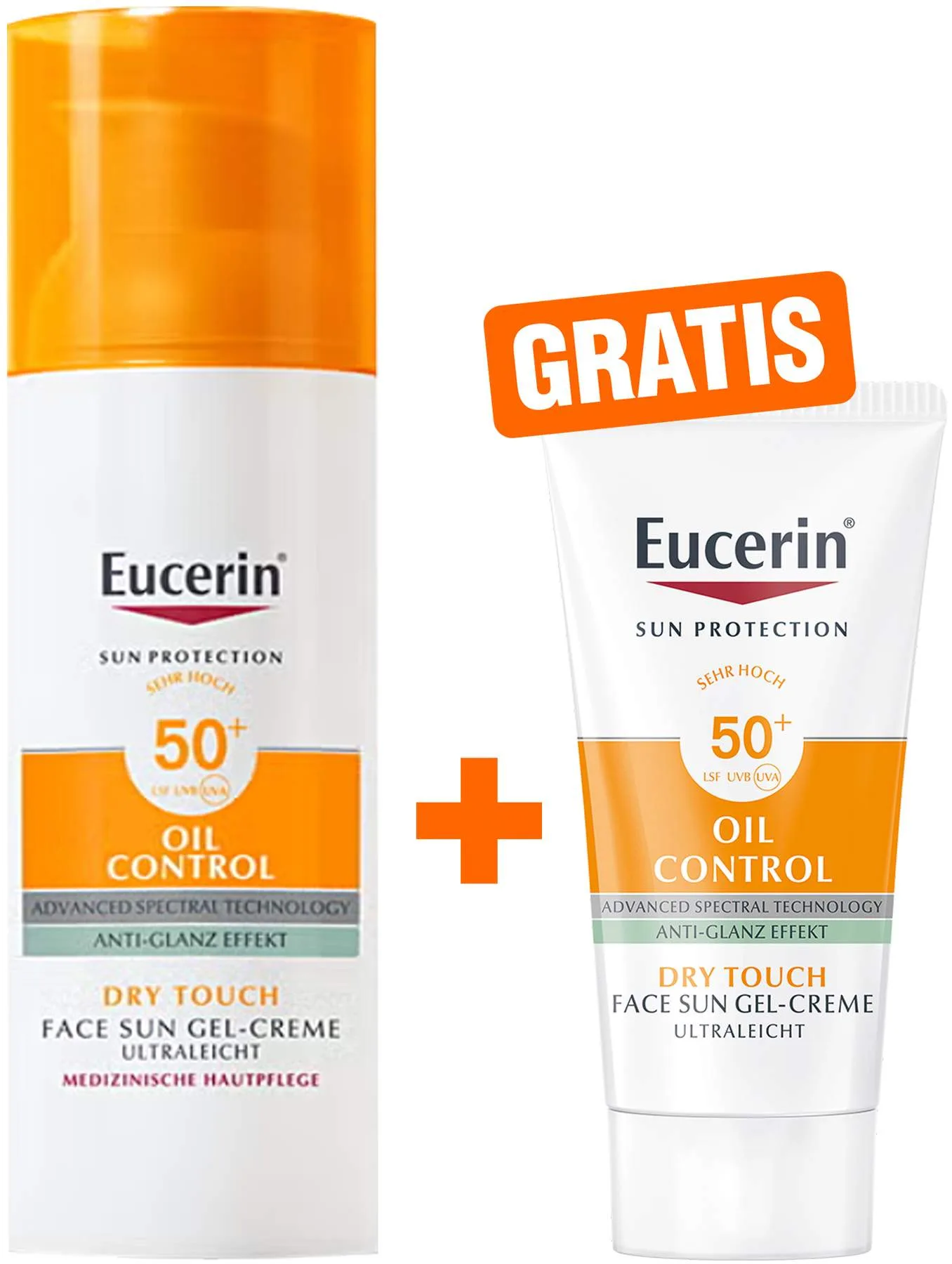 Eucerin Sun Oil Control Face Gel-Creme LSF 50+ 50 ml + gratis Sun Gel-Creme Oil Control 20 ml - Sonnenschutz bei unreiner Haut