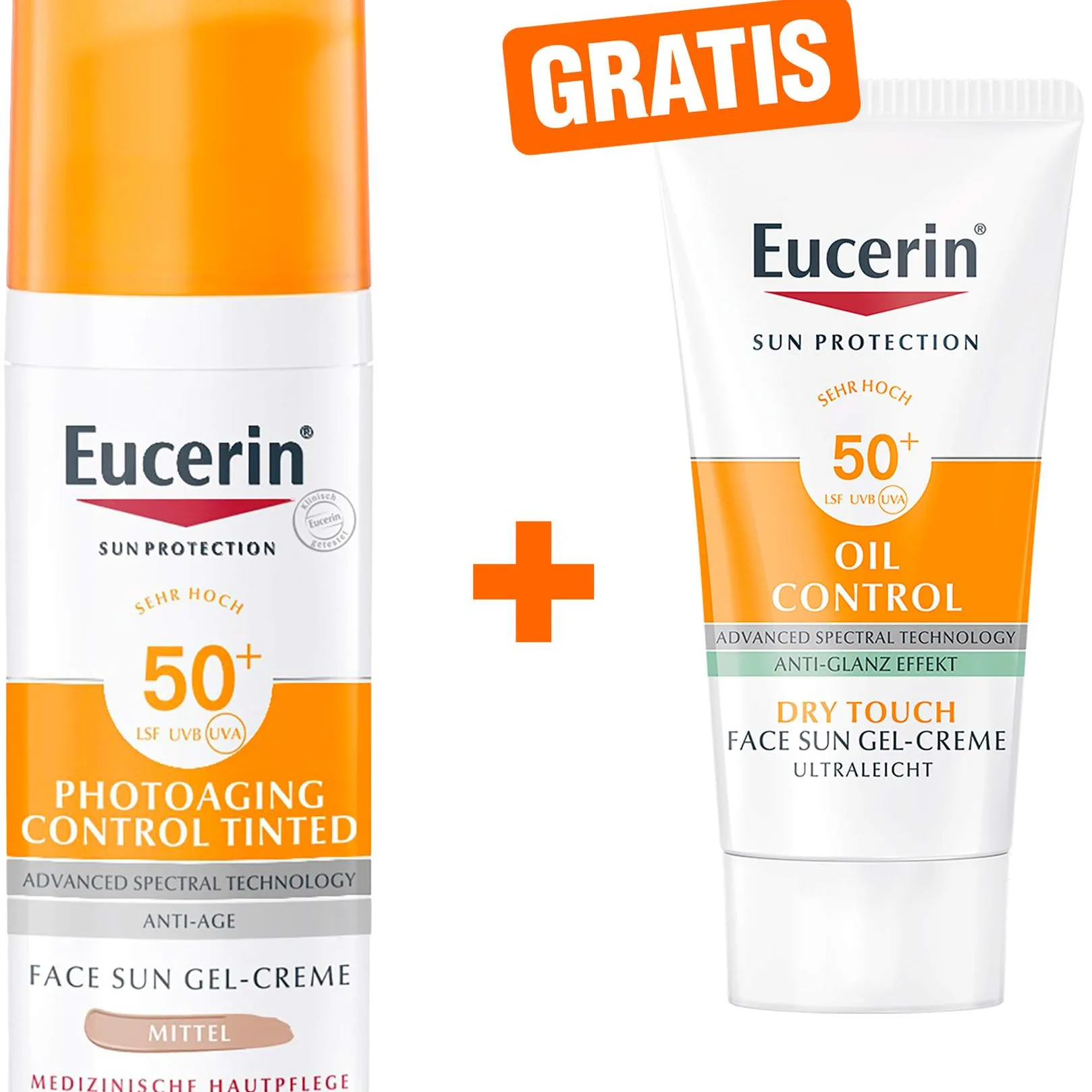 Eucerin Sun Photoaging Control Tinted Face CC Creme LSF 50+ + gratis Eucerin Sun Gel-Creme Oil Control 20 ml - Sonnenschutz