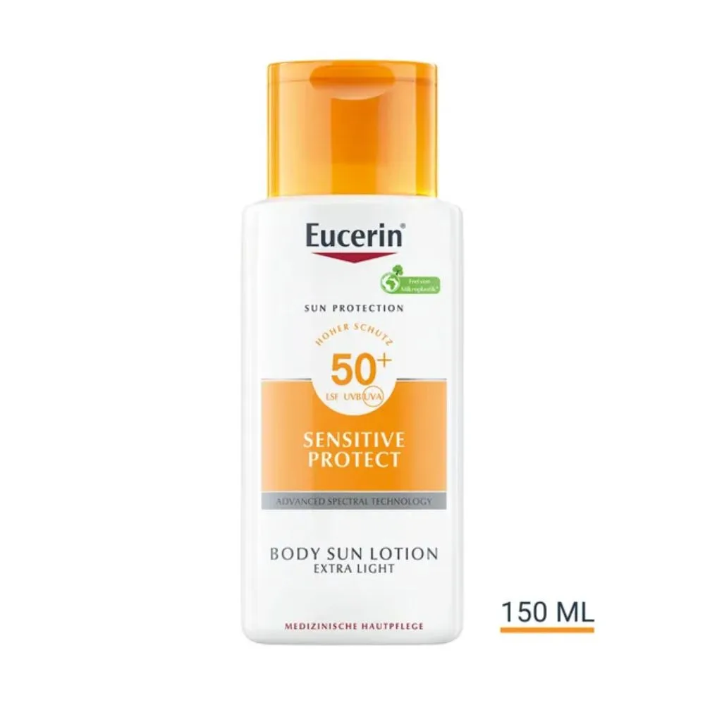 Eucerin Sun Sensitive Protect Extra lätt solskyddsmedel för kroppen SPF 50+ 150 ml