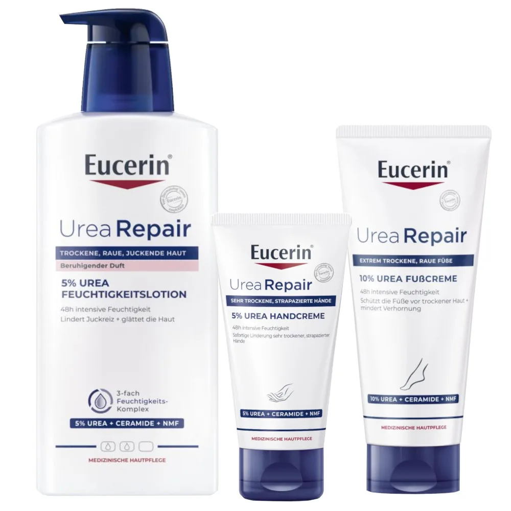 Eucerin UreaRepair Ganzkörperpflege Körperlotion Handcreme Fußcreme Set - 3? sparen* 1 Sparset