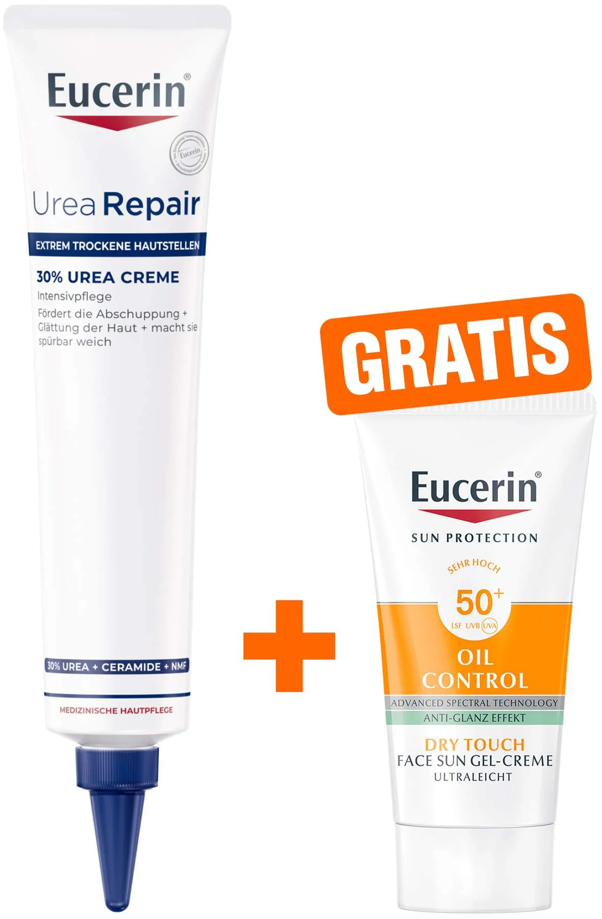 Eucerin UreaRepair Plus 30% Intensiv 75 ml Creme + gratis Eucerin Sun Gel-Creme Oil Control 20 ml - Bei trockener Haut