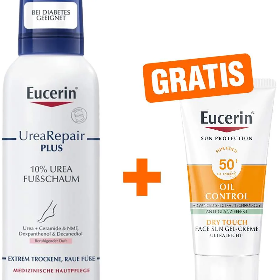 Eucerin UreaRepair Plus Fußschaum 10 % 150 ml + gratis Sun Gel-Creme Oil Control 20 ml - Bei trockenen Füßen