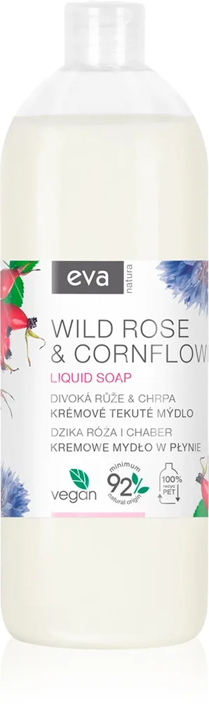 Eva Natura Wild rose & Cornflower voidemainen nestesaippua käsiin täyttöpakkaus 1000 ml
