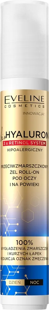 Eveline Cosmetics Bio Hyaluron 3x Retinol System Kølende øjen roll-on Modvirker rynker og mørke rande 15 ml