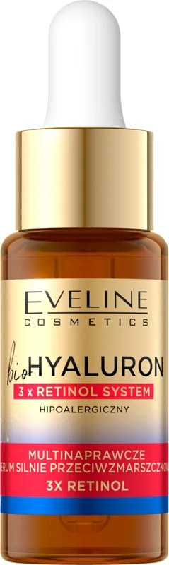 Eveline Cosmetics Bio Hyaluron 3x Retinol System ryppyjä ehkäisevä yöseerumi 18 ml