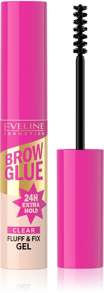 Eveline Cosmetics Brow Glue Fluff & Fix Gel pitkäkestoinen kulmageeli sävy Transparent 6 ml