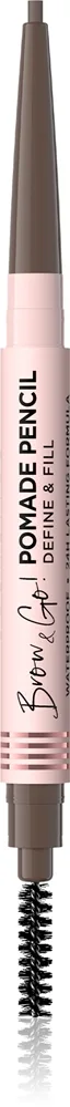 Eveline Cosmetics Brow & Go! vedenkestävä kulmakynä mukana harja 2in1 sävy Taupe 4 g