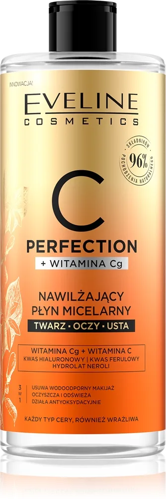 Eveline Cosmetics C Perfection kosteuttava misellivesi sisältää C-vitamiinia 500 ml