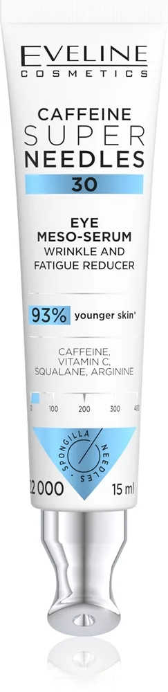 Eveline Cosmetics Caffeine Super Needles 30 silmänympärysseerumi ryppyjen ehkäisyyn 15 ml