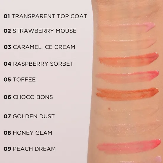 Eveline Cosmetics Diamond Glow Glimtende læbeglans med hyaluronsyre Skygge 09 Peach Dream 4.5 ml
