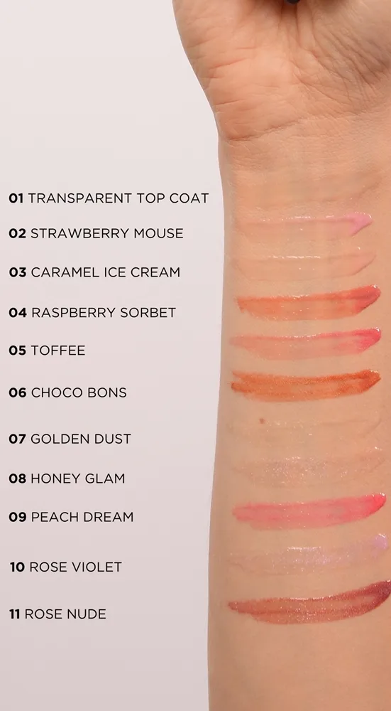 Eveline Cosmetics Diamond Glow Skimrande läppglans med hyaluronsyra Skugga 11 Rose Nude 4,5 ml