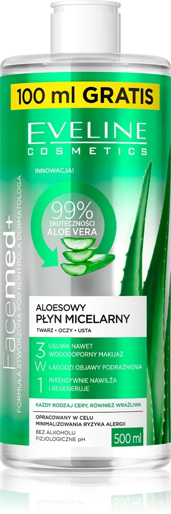 Eveline Cosmetics FaceMed+ Micellärt vatten Med aloe vera 400 ml