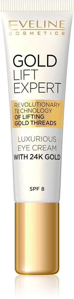 Eveline Cosmetics Gold Lift Expert ylellinen silmänympärysvoide sisältää 24 karaatin kultaa (SPF 8) 15 ml