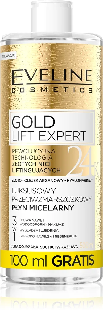 Eveline Cosmetics Gold Lift Expert Rensende micellar vand til moden hud 500 ml