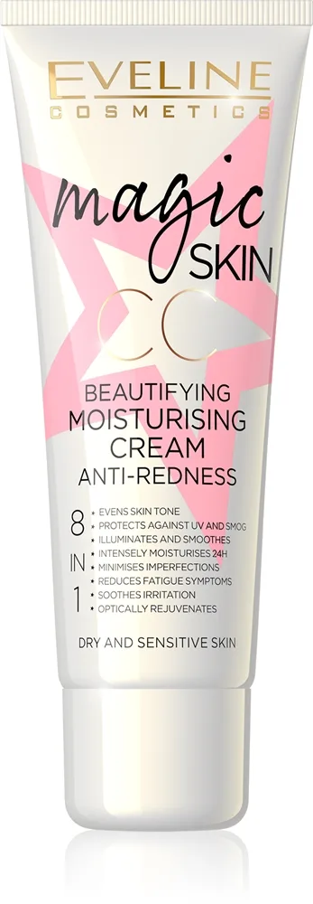 Eveline Cosmetics Magic Skin CC creme til rødmekorrektion med fugtgivende virkning 8-i-1 50 ml