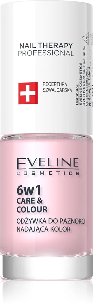 Eveline Cosmetics Nail Therapy Care & Colour kynsien hoitoaine 6in1 sävy Pink 5 ml
