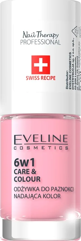 Eveline Cosmetics Nail Therapy Care & Colour kynsien hoitoaine 6in1 sävy Rose 5 ml