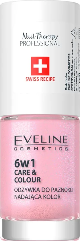 Eveline Cosmetics Nail Therapy Care & Colour Neglebalsam 6-i-1 Skygge Shimmer Pink 5 ml