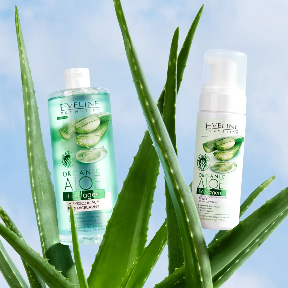 Eveline Cosmetics Organic Aloe+Collagen Rengörande micellärt vatten 500 ml