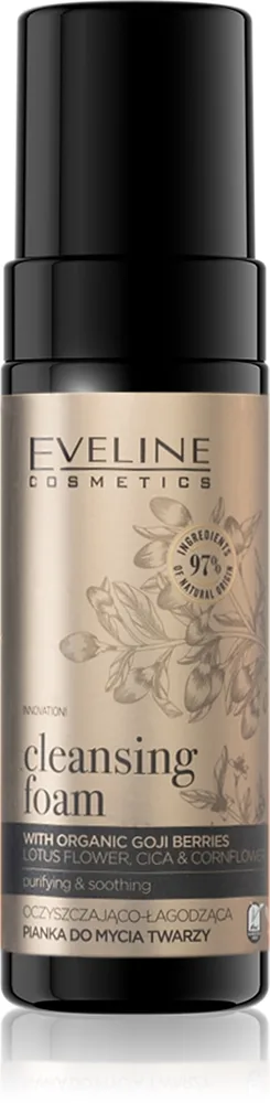 Eveline Cosmetics Organic Gold kosteuttava ja rauhoittava puhdistusvaahto herkälle iholle 150 ml