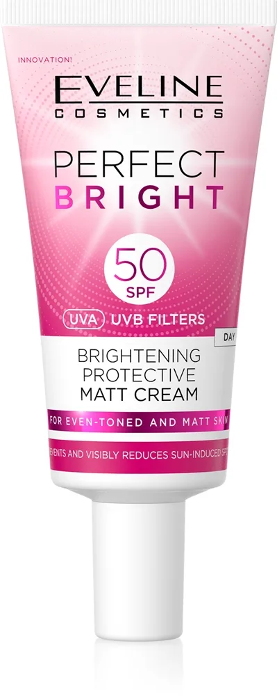 Eveline Cosmetics Perfect Bright SPF 50 suojaava ja mattapinnan antava voide kasvoille SPF 50 30 ml