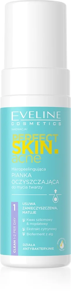 Eveline Cosmetics Perfect Skin .acne syväpuhdistava vaahto ongelma- ja akneiholle 150 ml