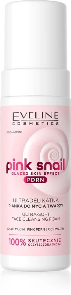 Eveline Cosmetics Pink Snail Glazed Skin Effect hellävarainen puhdistusvaahto kasvoille 150 ml