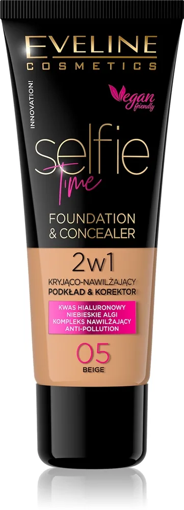 Eveline Cosmetics Selfie Time meikkivoide ja peitevoide 2in1 sävy 05 Beige 30 ml