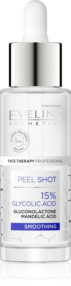 Eveline Cosmetics Serum Shot 15% Glycolic Acid silottava kasvokuorinta ihon sävyn tasoittamiseen 30 ml