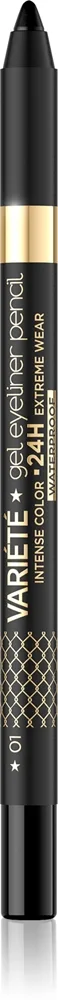 Eveline Cosmetics Variété vedenkestävä geelimäinen silmänrajauskynä sävy 01 Black 1 kpl