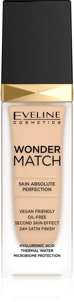 Eveline Cosmetics Wonder Match Langtidsholdbar flydende foundation med hyaluronsyre Skygge 11 Almond 30 ml