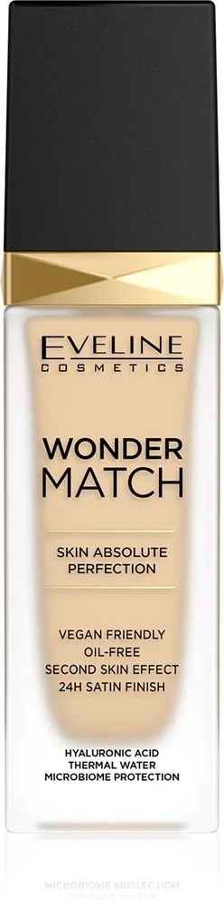 Eveline Cosmetics Wonder Match Långvarig flytande foundation med hyaluronsyra Skugga 40 Sand 30 ml