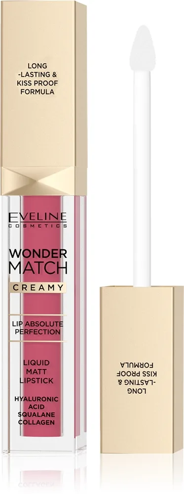 Eveline Cosmetics Wonder Match Långvarig matt flytande läppstift med hyaluronsyra Skugga 03 Mauve 6,8 ml