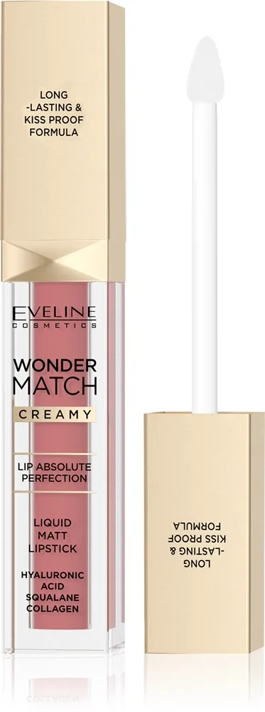 Eveline Cosmetics Wonder Match Långvarig matt flytande läppstift med hyaluronsyra Skugga 05 Sweet Nude 6,8 ml