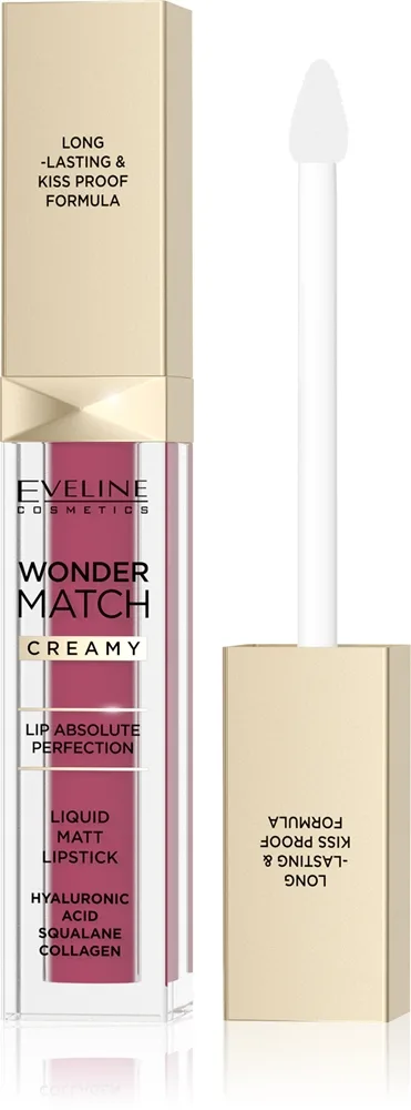 Eveline Cosmetics Wonder Match Langtidsholdbar mat og flydende læbestift med hyaluronsyre Skygge 10 Berry Rose 6.8 ml
