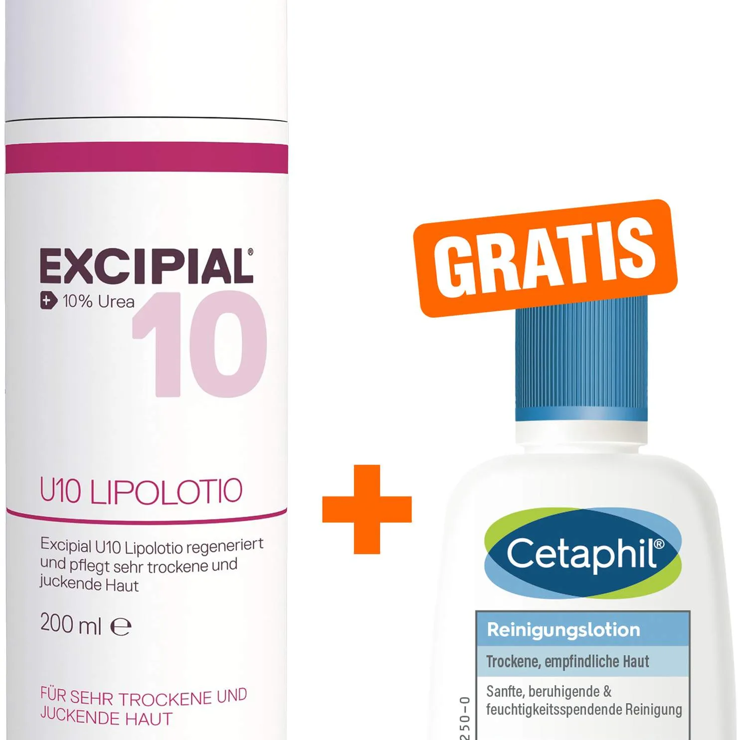 Excipial U 10 Lipolotio 200 ml + gratis Cetaphil Reinigungslotion 29 ml - Bei trockener Haut