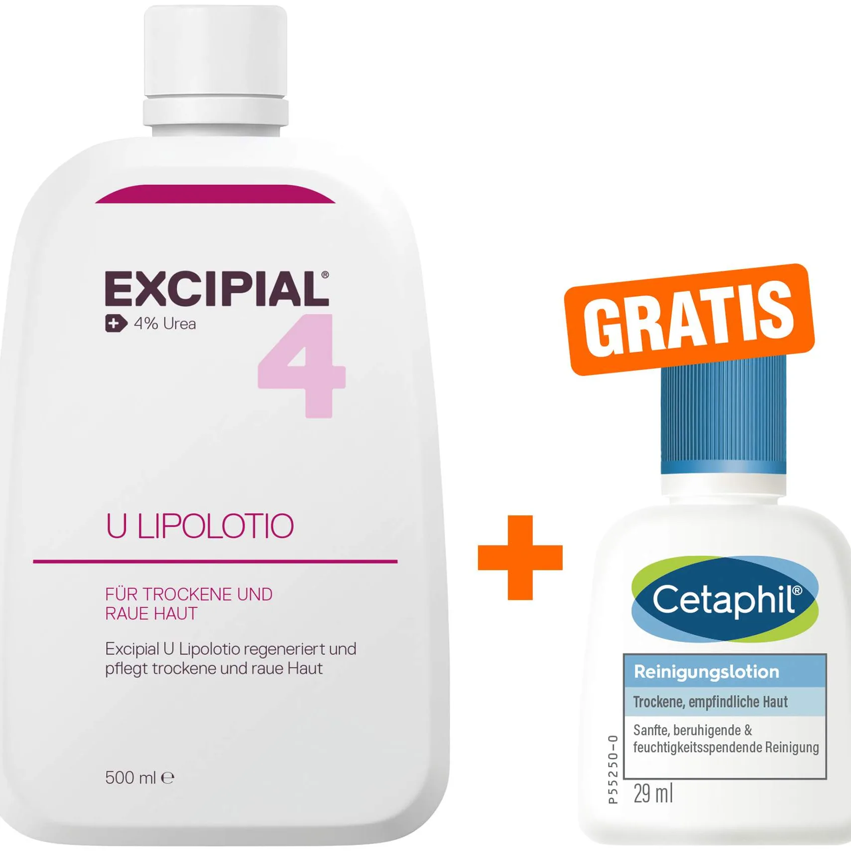 Excipial U Lipolotio 500 ml + gratis Cetaphil Reinigungslotion 29 ml - Bei trockener Haut
