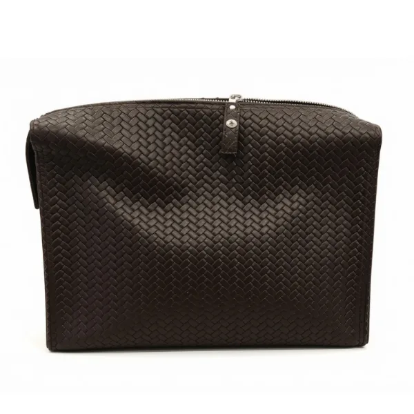 Hammann Lederwaren Flecht Kulturtasche Woven Washbag L – Luxuriöse Leder-Kulturtasche