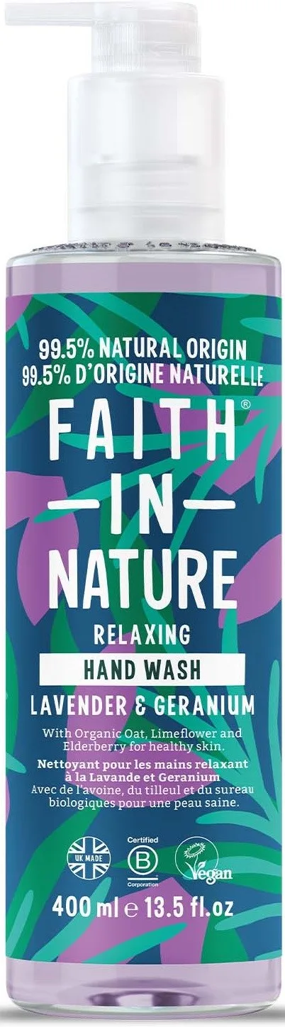 Faith In Nature Lavender & Geranium Naturlig flytande handtvål Med lavendeldoft 400 ml