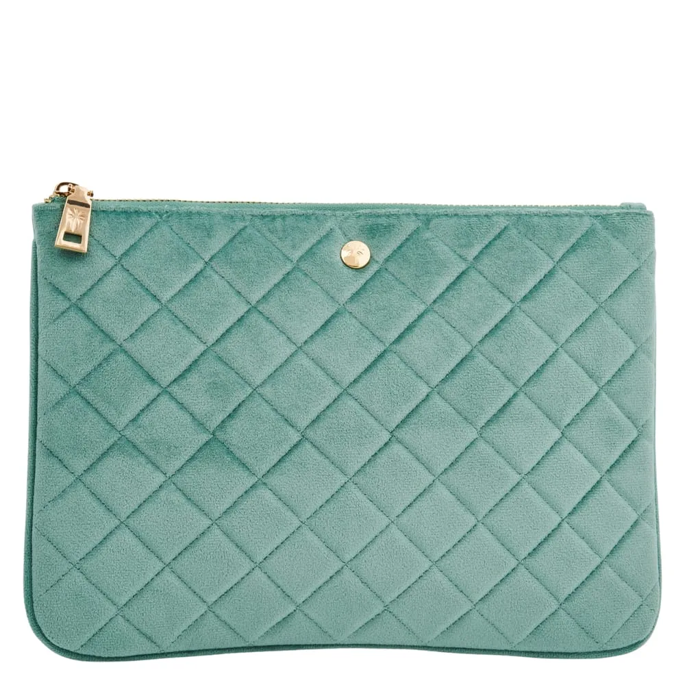 Fan Palm Blue Flower Clutch