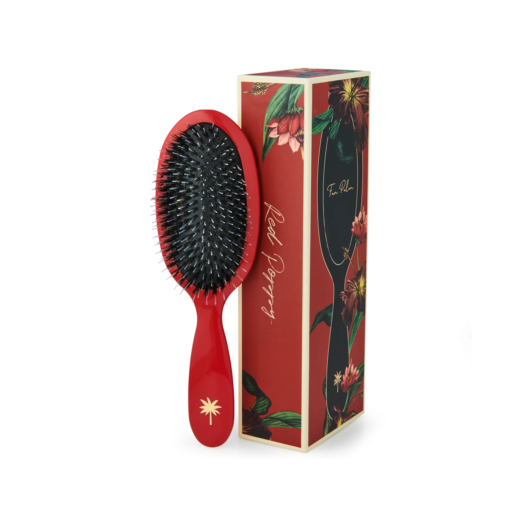 Fan Palm Hair Brush Red Poppy Medium