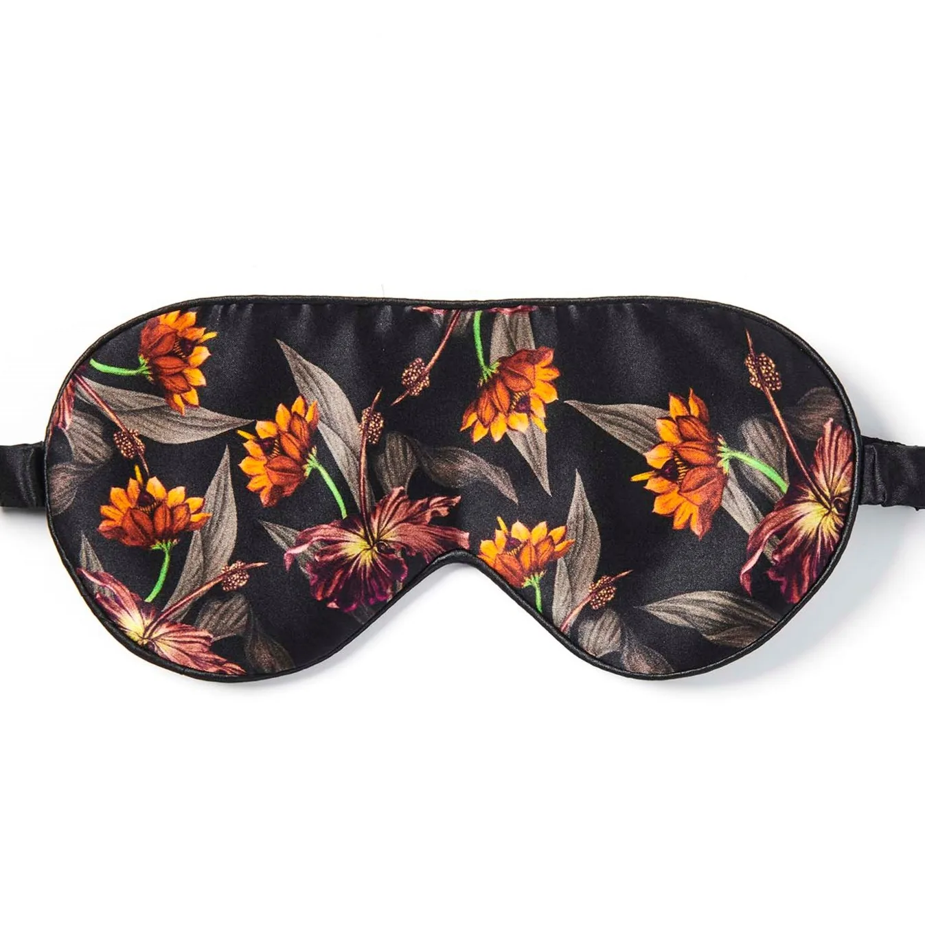 Fan Palm Eye Mask Black Hibiscus 100% mulberry silk