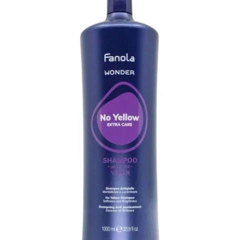 Fanola Wonder No Yellow Extra Care Shampoo Neutraliserande schampo med mässingstoner 1000 ml