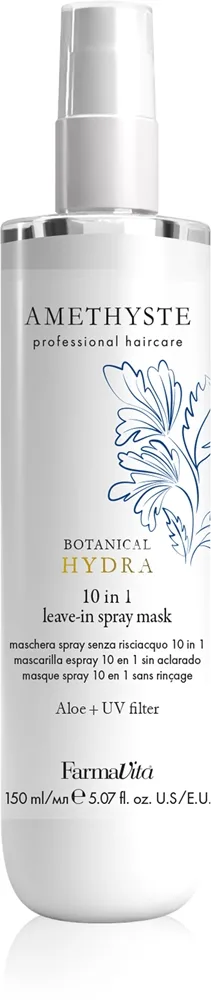 FarmaVita Amethyste Botanical Hydra tehokas hiuksiin jätettävä suihkenaamio hiusten lämpökäsittelyyn sisältää UV-suojan 150 ml